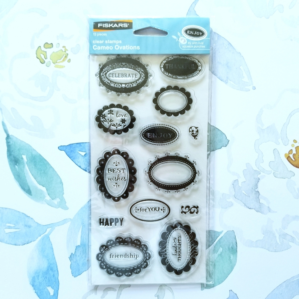 NEW! Fiskars Cameo Ovations Clear Stamp Set 13 Pieces